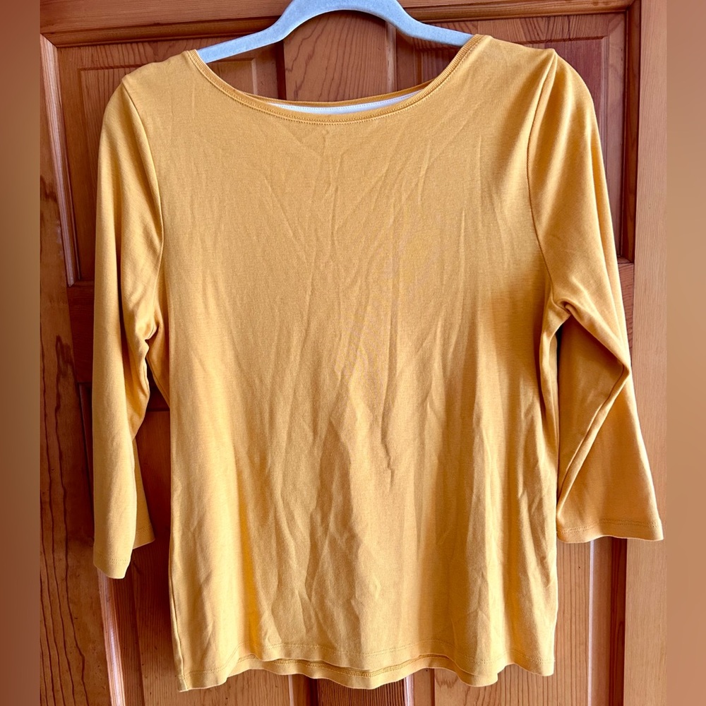 Mustard Talbots petite 3/4 sleeve tee shirt